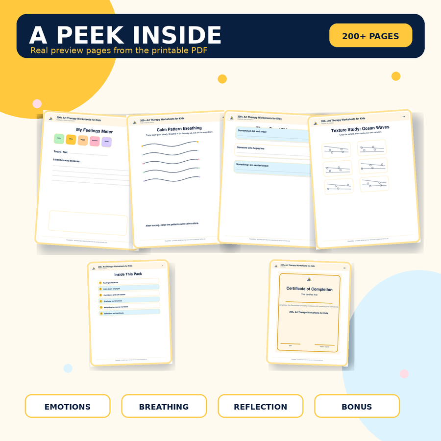 200+ Art Therapy Worksheets for Kids