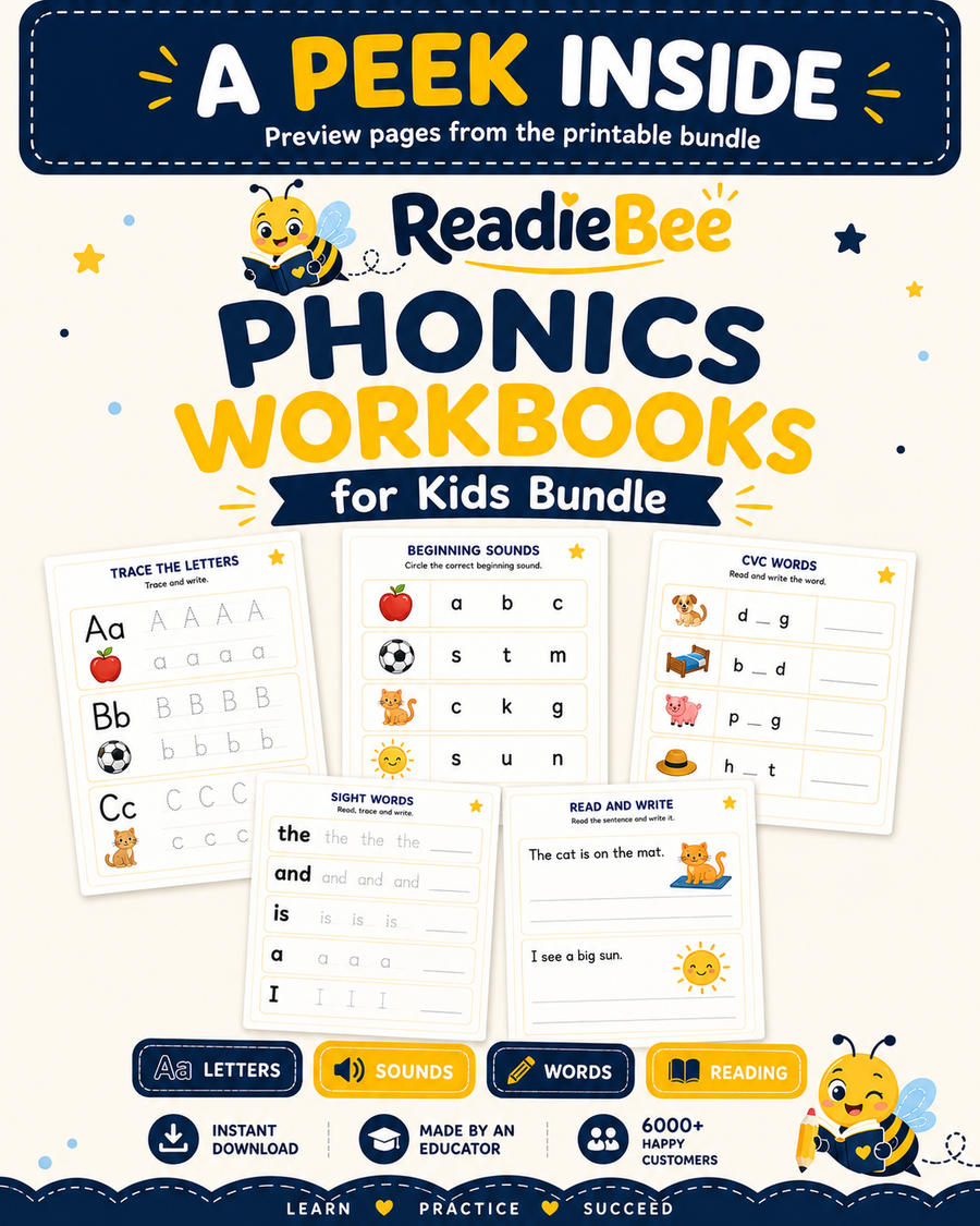 Phonics Workbooks for Kids Bundle