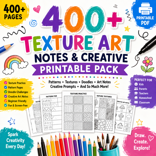 400+ Texture Art Notes & Creative Printable Pack